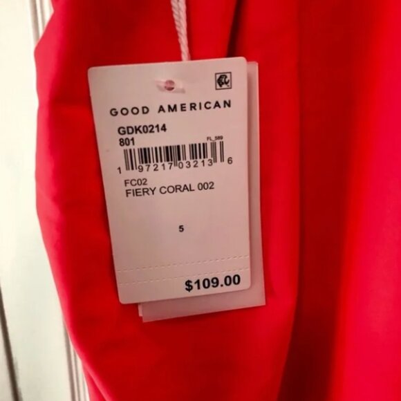 Good American Satin Body-Con Minidress Fiery Neon Coral (orange red) SZ 2X NWT - Picture 12 of 13